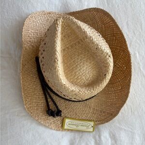 Straw Cowboy Hat with Brown Cord